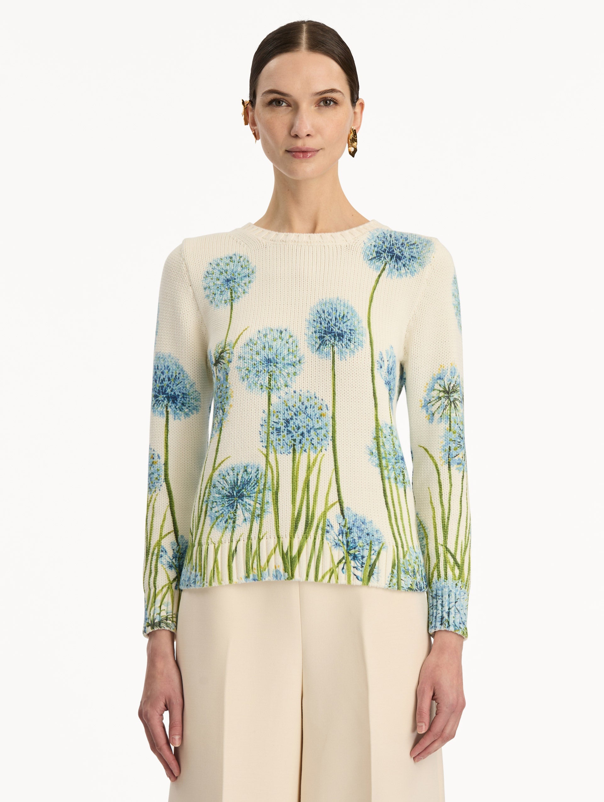 Oscar de la Renta Allium Printed Pullover