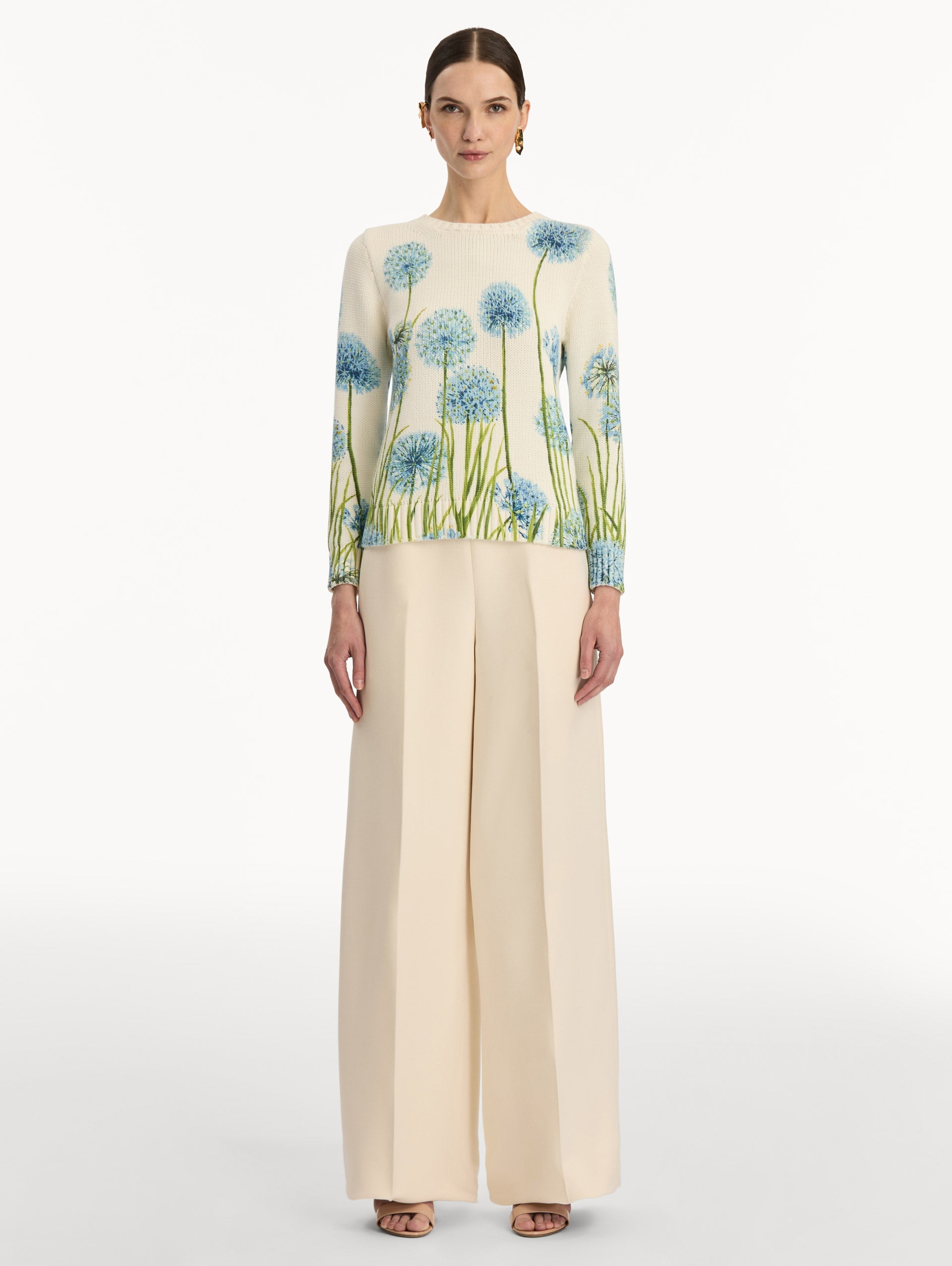 Oscar de la Renta Allium Printed Pullover