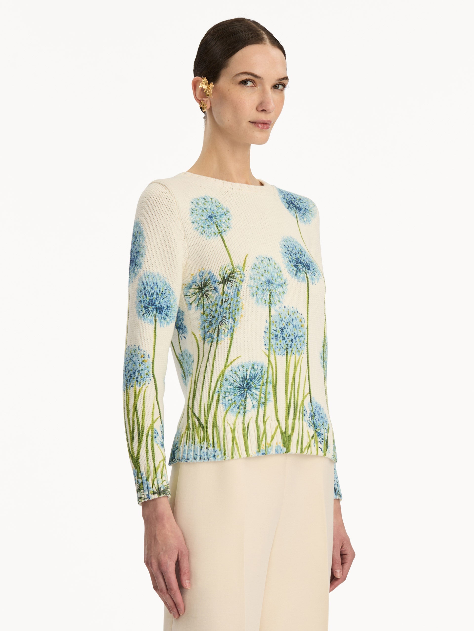 Oscar de la Renta Allium Printed Pullover