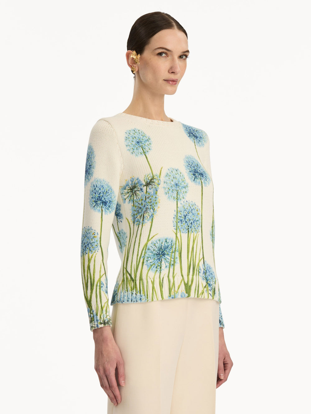 Oscar de la Renta Allium Printed Pullover