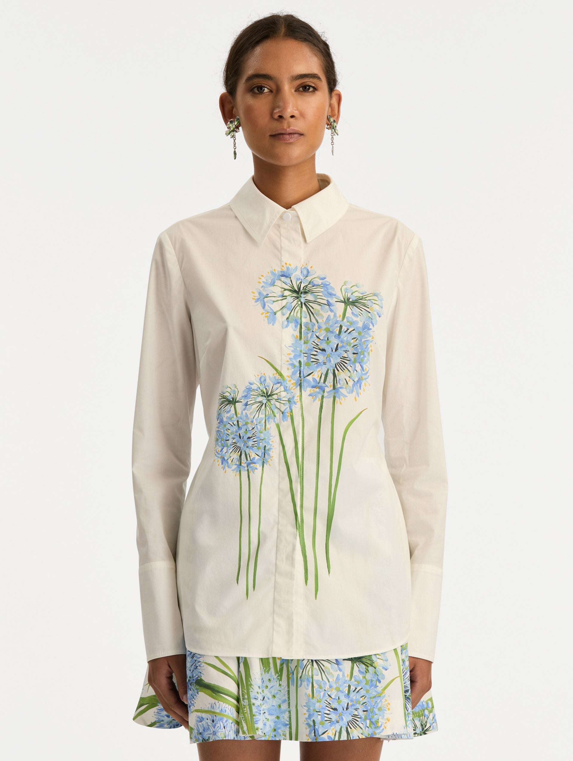Oscar de la Renta Allium Cotton Poplin Blouse
