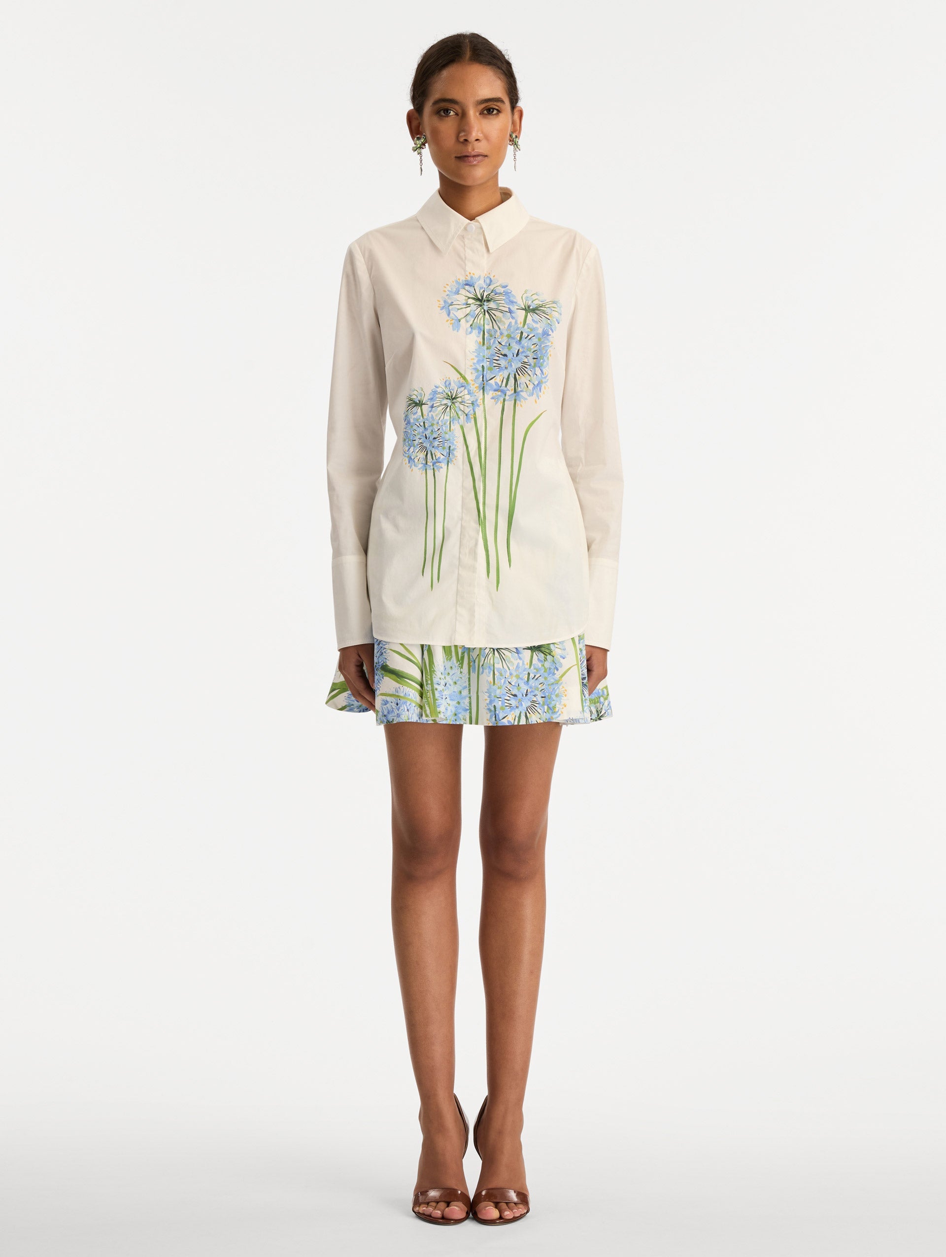 Oscar de la Renta Allium Cotton Poplin Blouse