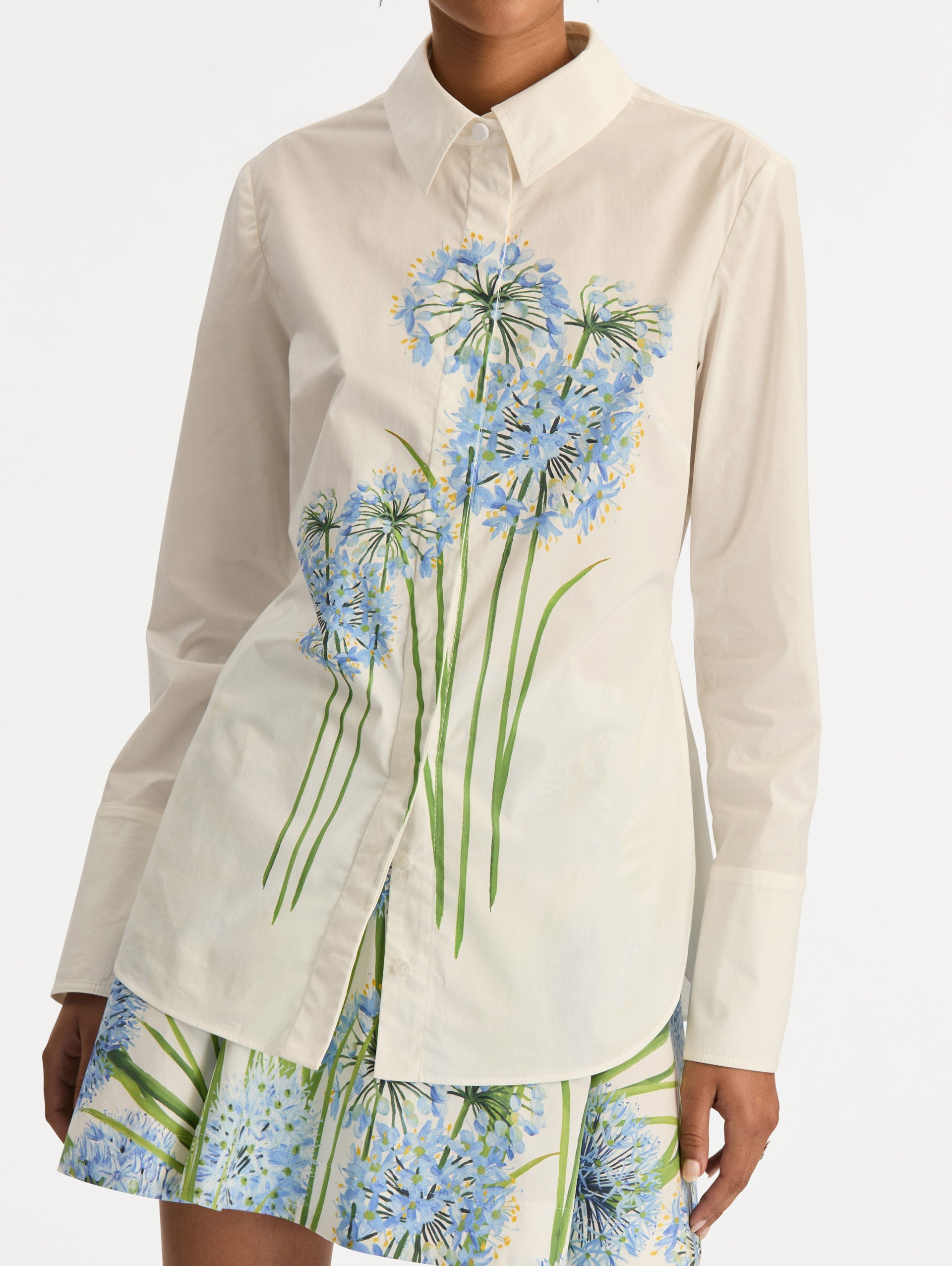 Oscar de la Renta Allium Cotton Poplin Blouse