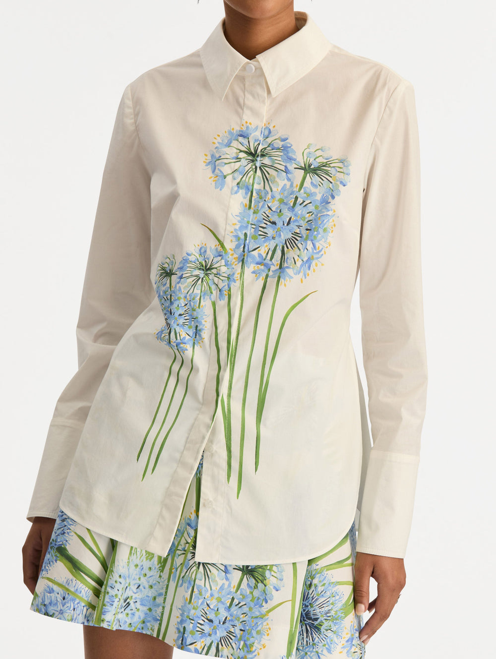 Oscar de la Renta Allium Cotton Poplin Blouse