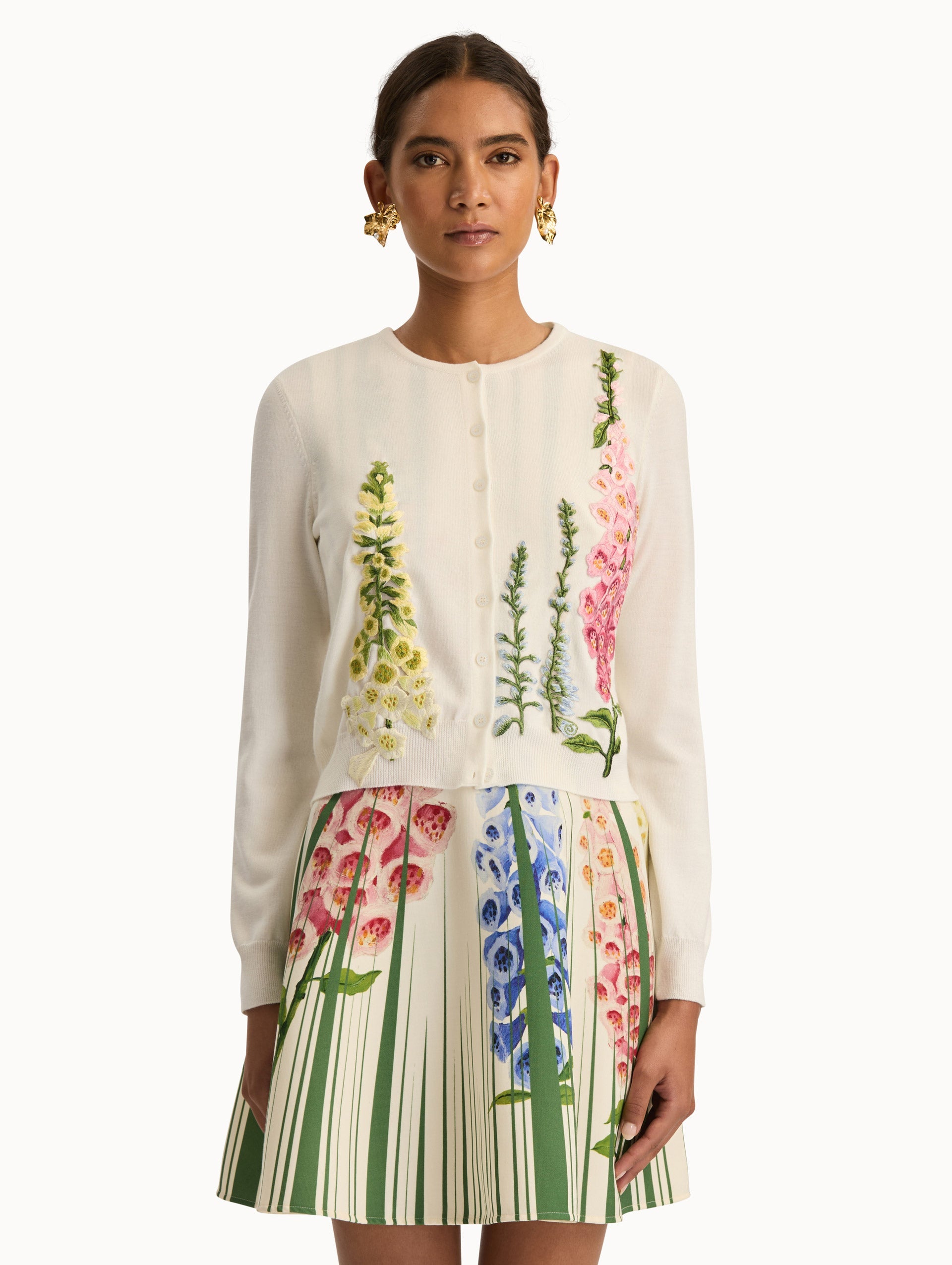 Oscar de la Renta Foxglove Threadwork Cardigan