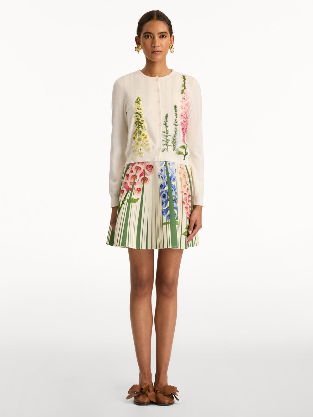 Oscar de la Renta Foxglove Threadwork Cardigan