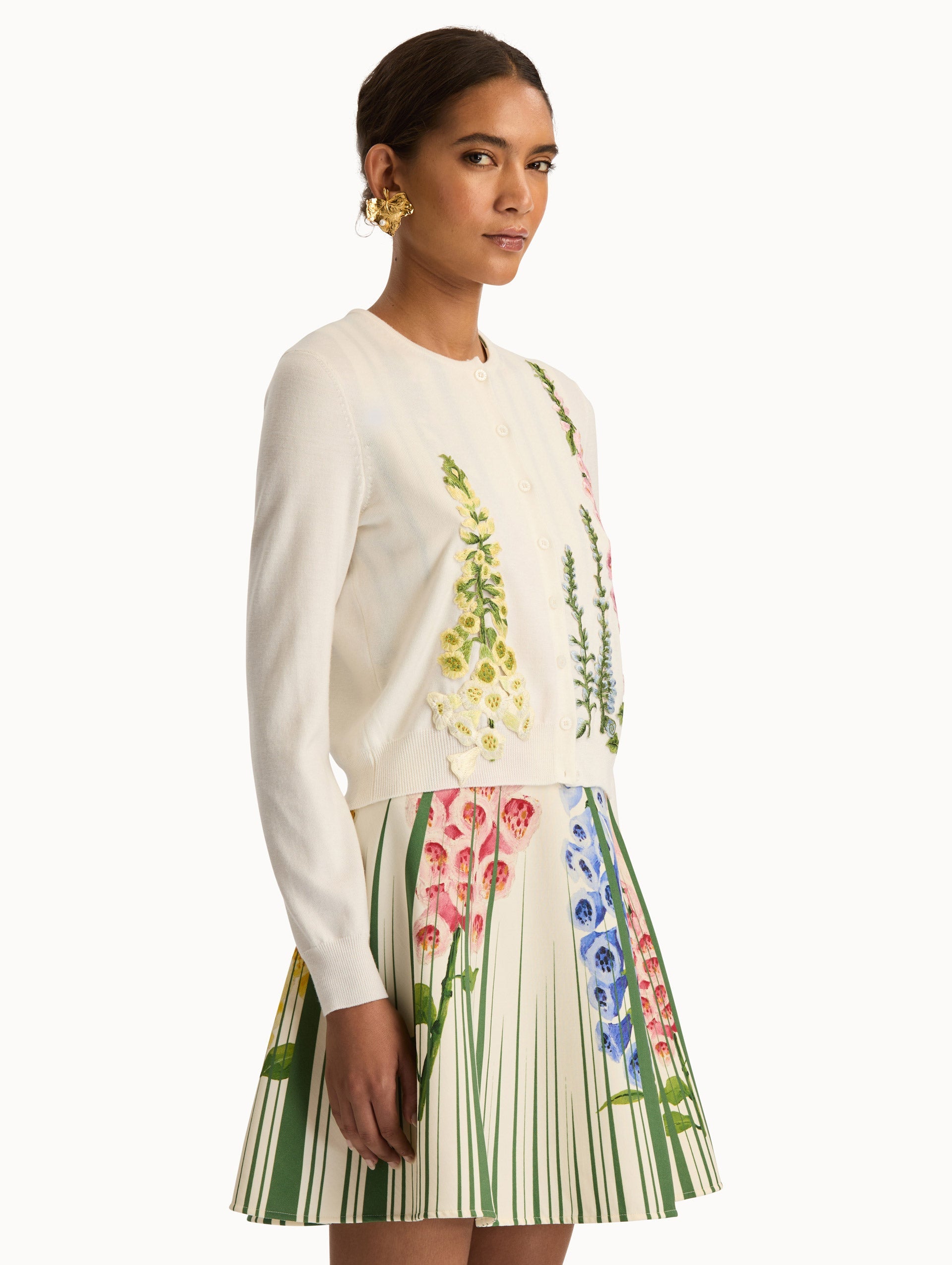 Oscar de la Renta Foxglove Threadwork Cardigan
