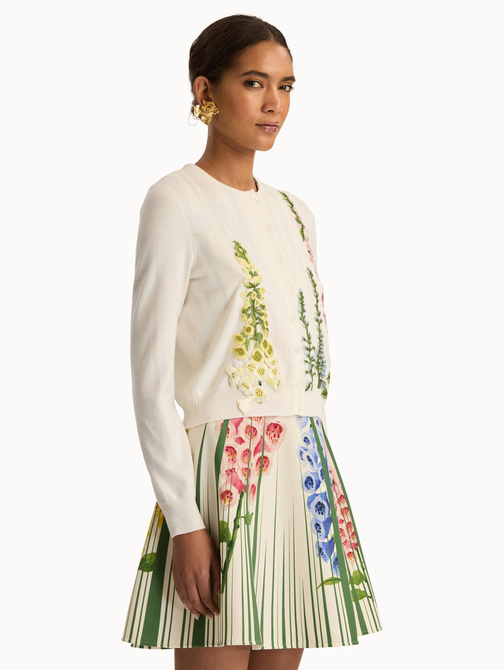 Oscar de la Renta Foxglove Threadwork Cardigan