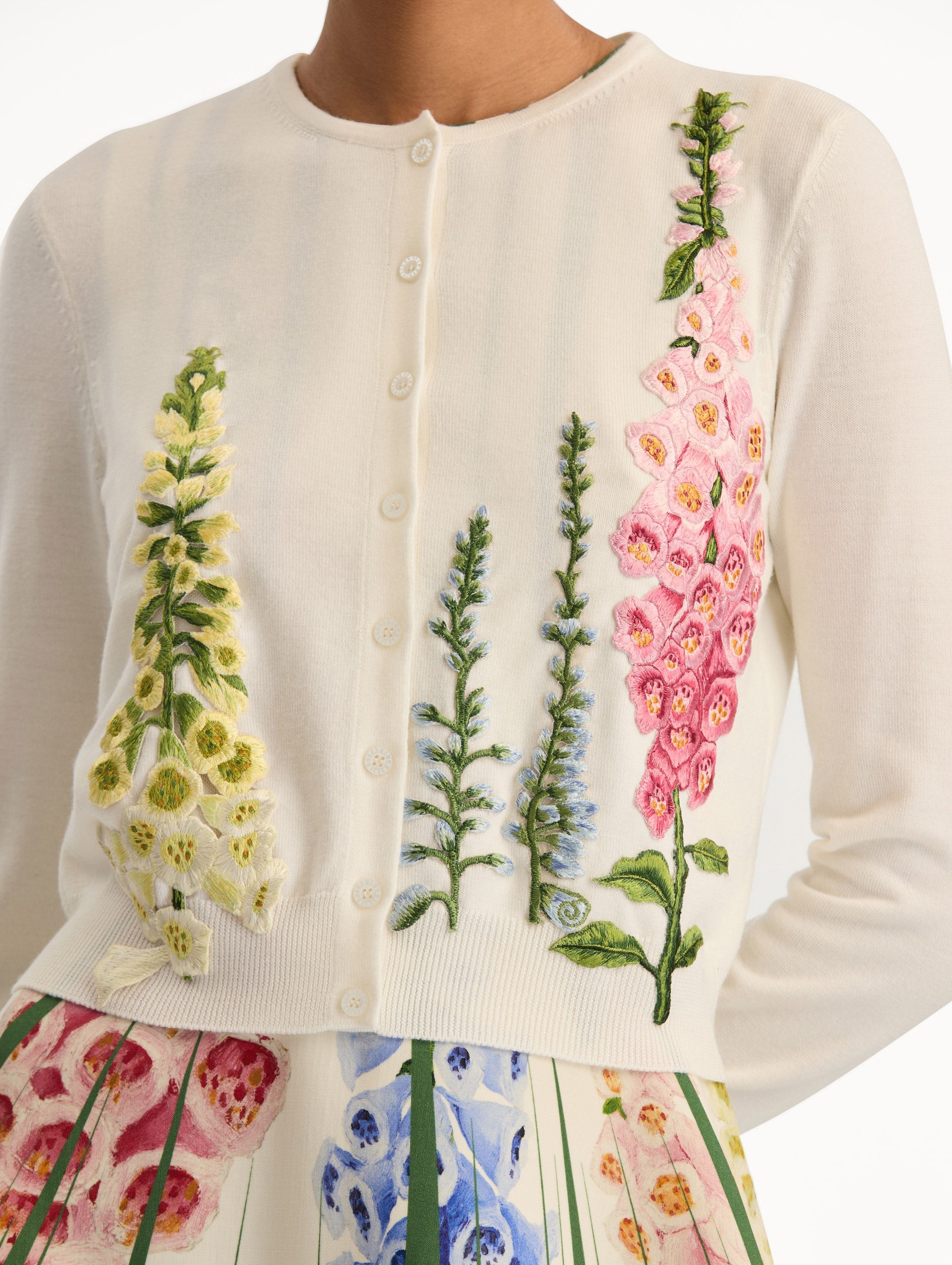 Oscar de la Renta Foxglove Threadwork Cardigan