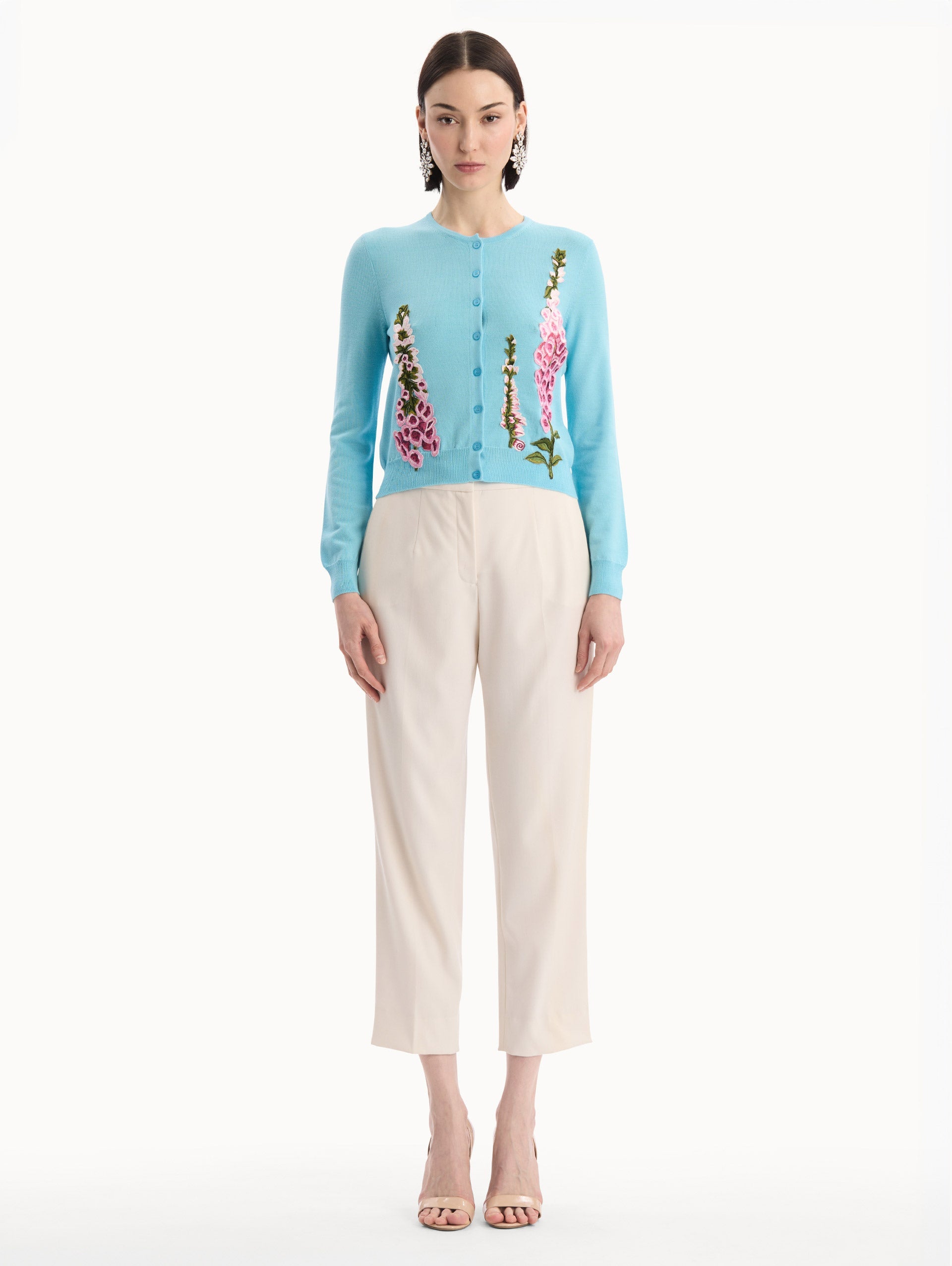 Oscar de la Renta Foxglove Threadwork Cardigan