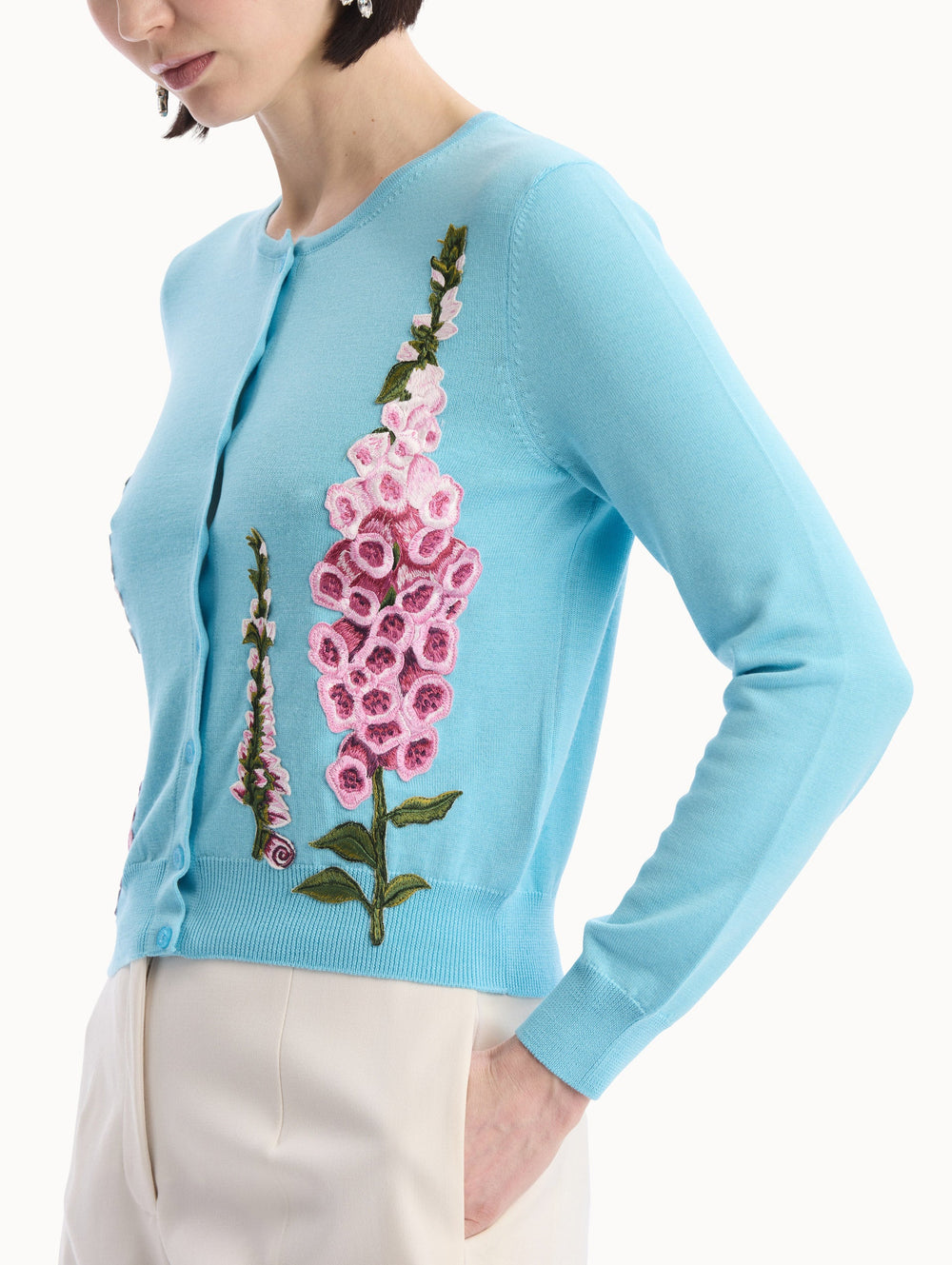 Oscar de la Renta Foxglove Threadwork Cardigan