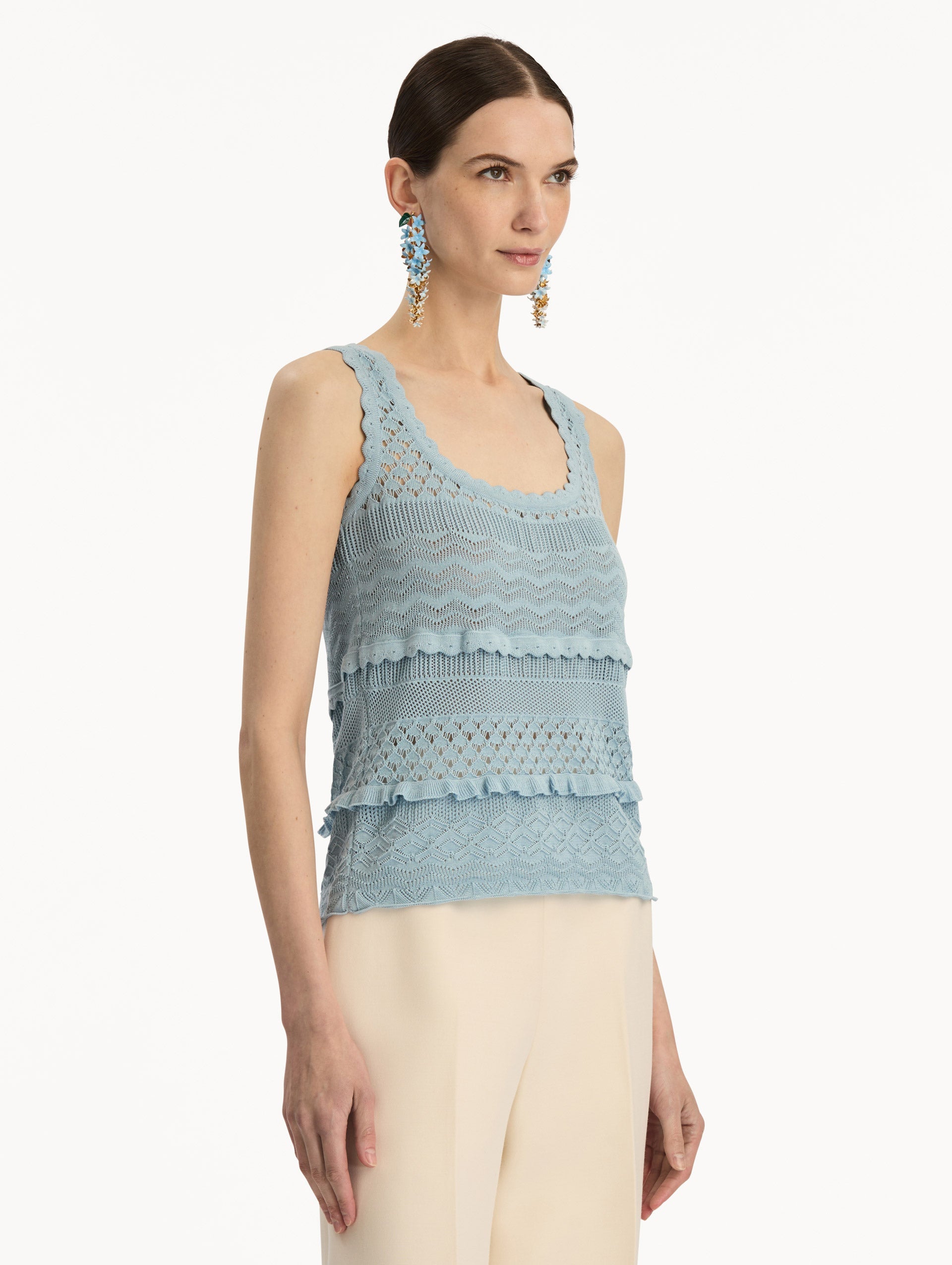 Oscar de la Renta Scallop Trim Tank