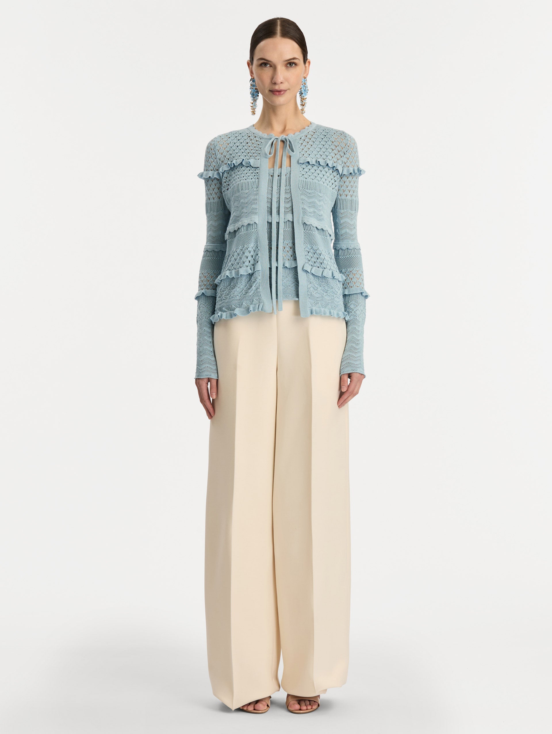 Oscar de la Renta Scallop Trim Cardigan