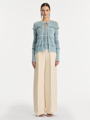 Oscar de la Renta Scallop Trim Cardigan