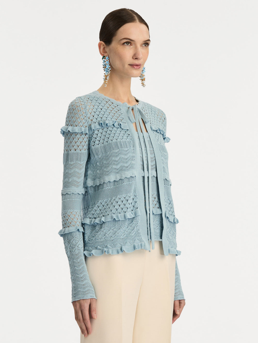 Oscar de la Renta Scallop Trim Cardigan