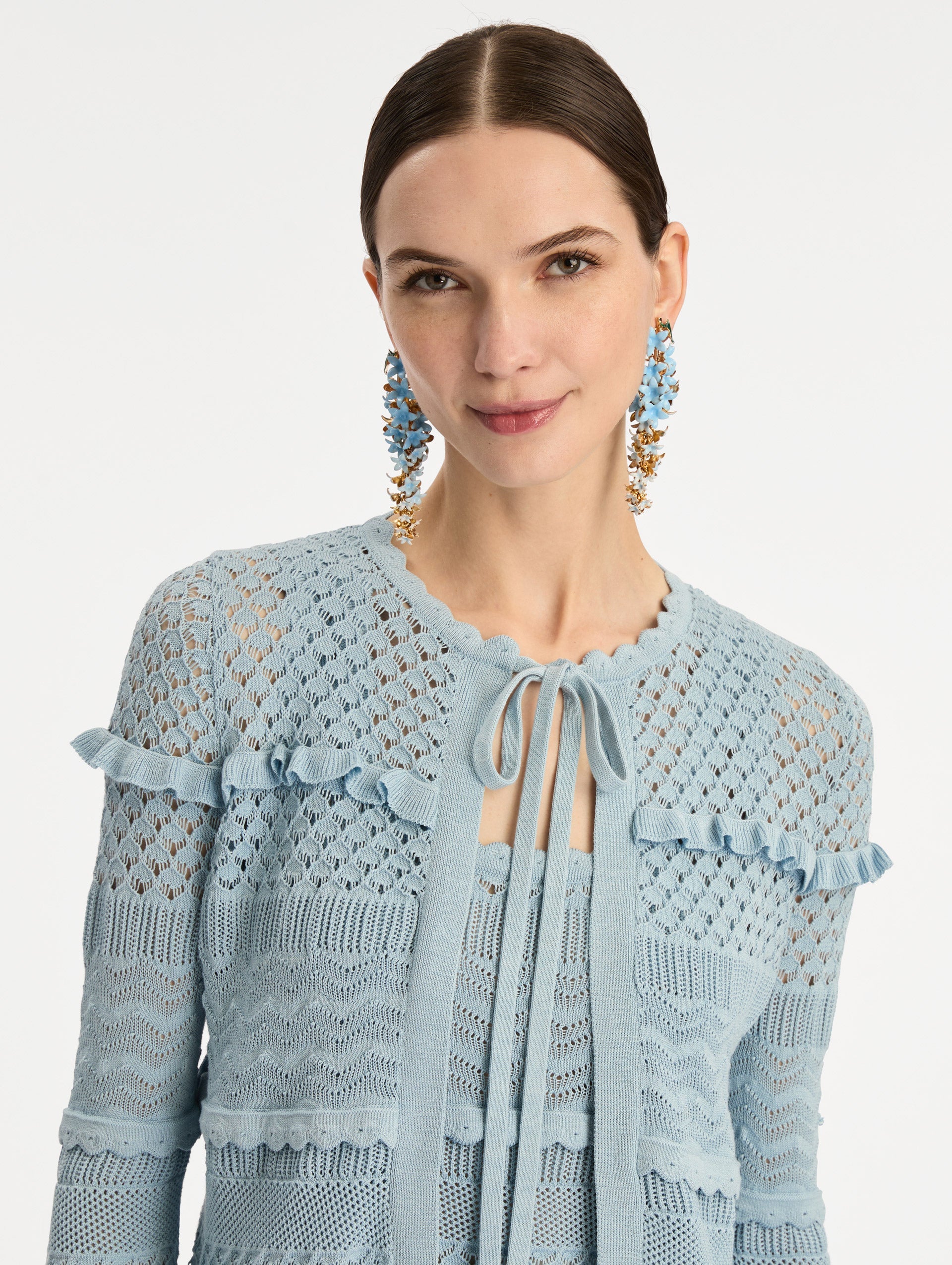 Oscar de la Renta Scallop Trim Cardigan