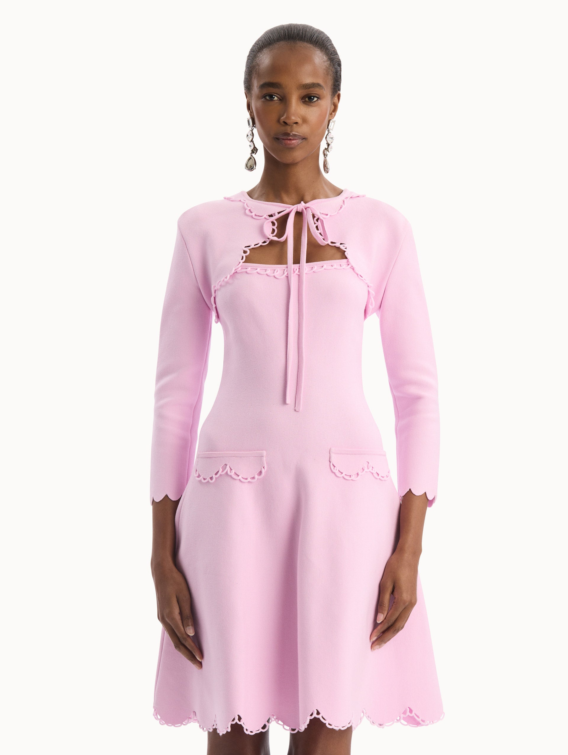 Oscar de la Renta Scallop Trim Knit Bolero