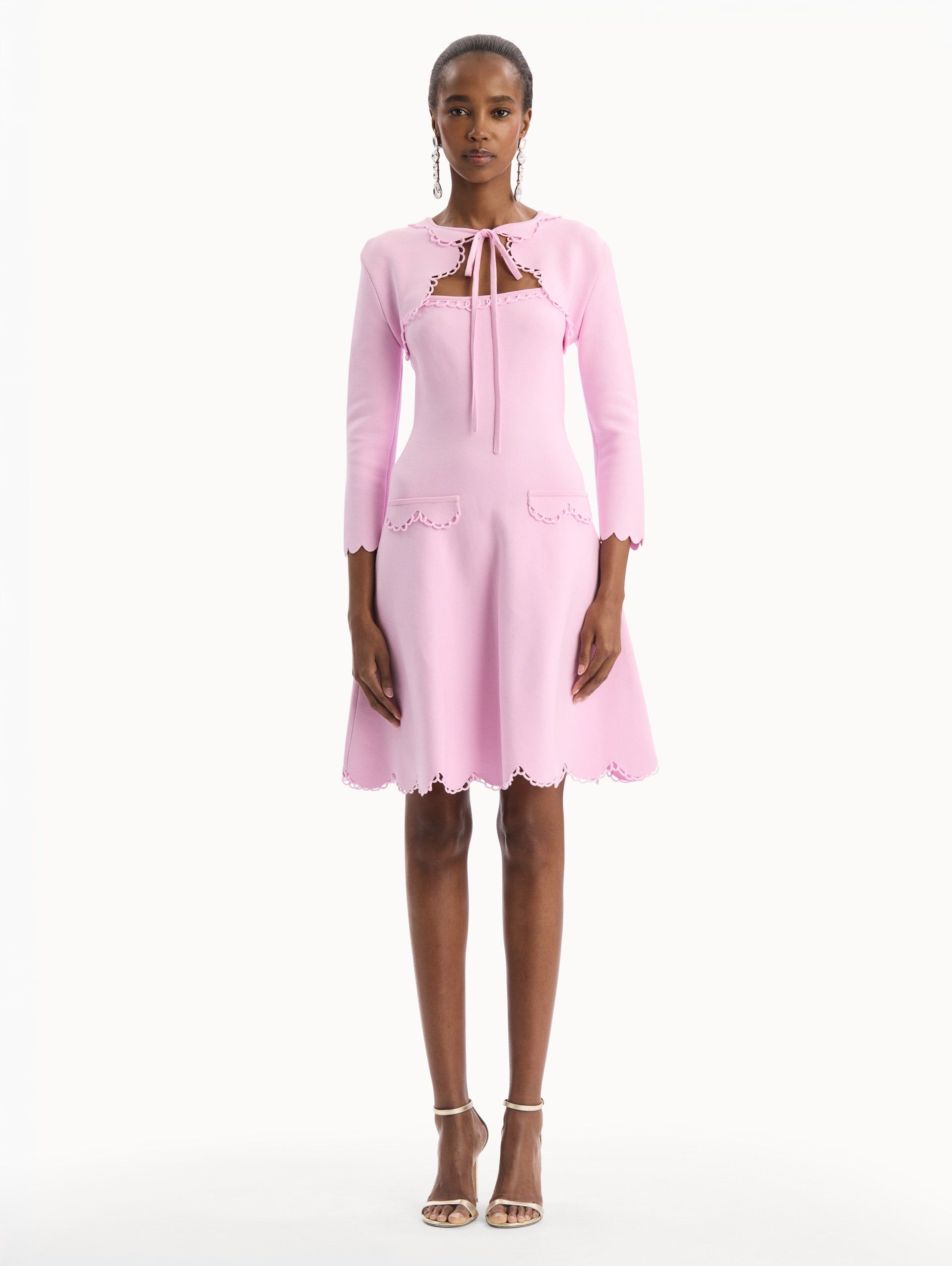 Oscar de la Renta Scallop Trim Knit Bolero