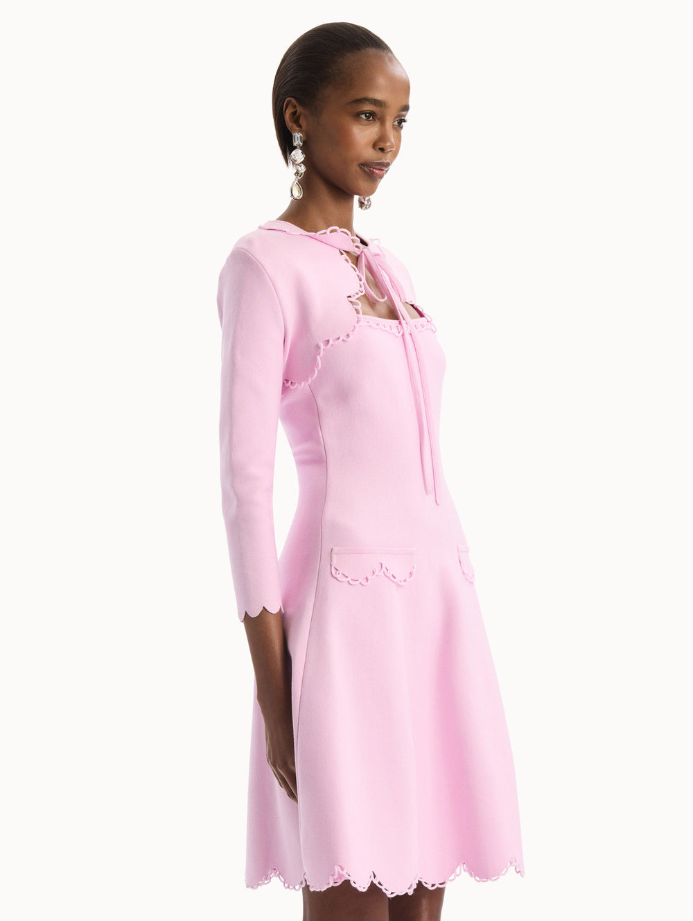 Oscar de la Renta Scallop Trim Knit Bolero