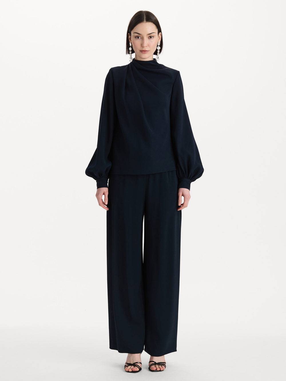 Oscar de la Renta Draped Georgette Blouse