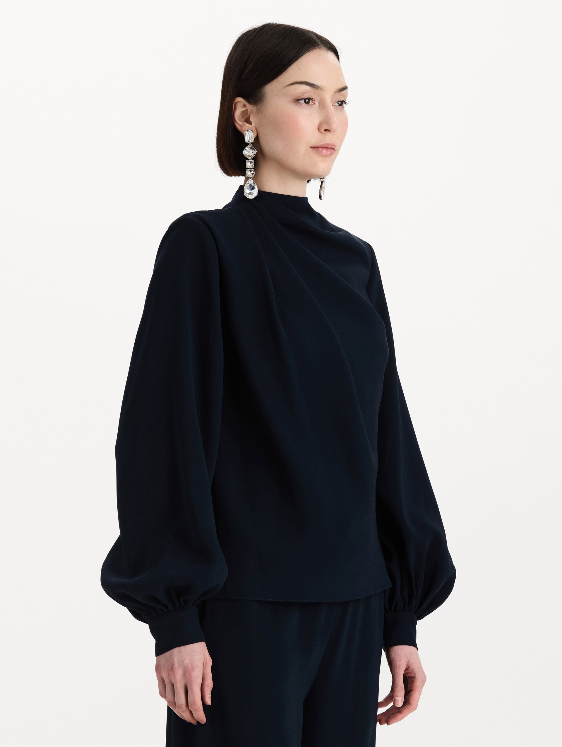 Oscar de la Renta Draped Georgette Blouse