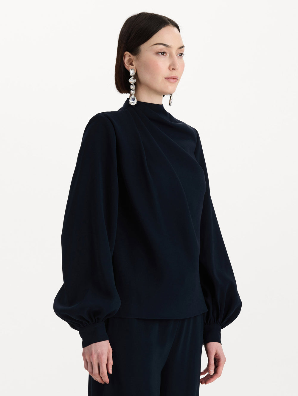 Oscar de la Renta Draped Georgette Blouse