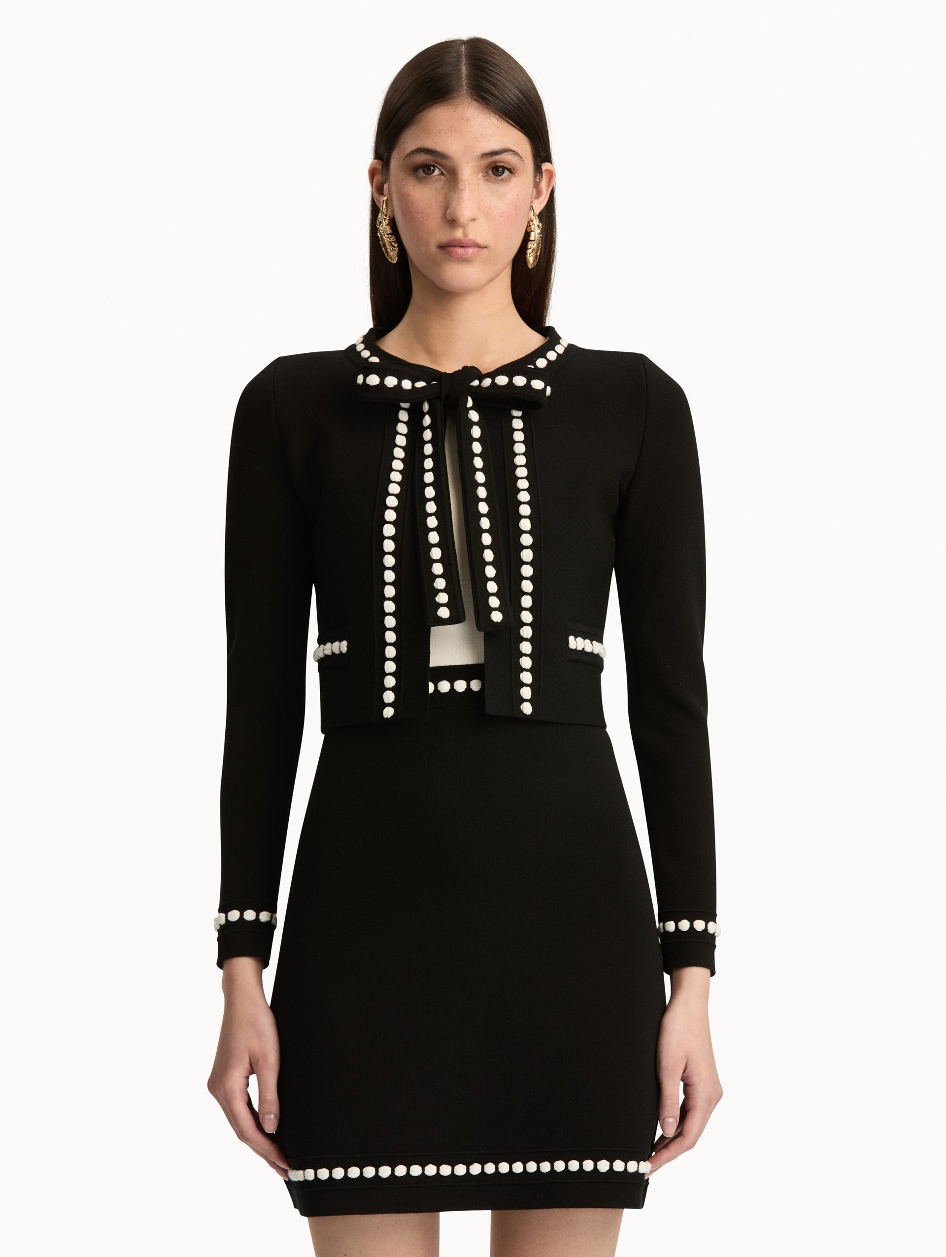 Oscar de la Renta Bubble Trim Cardigan