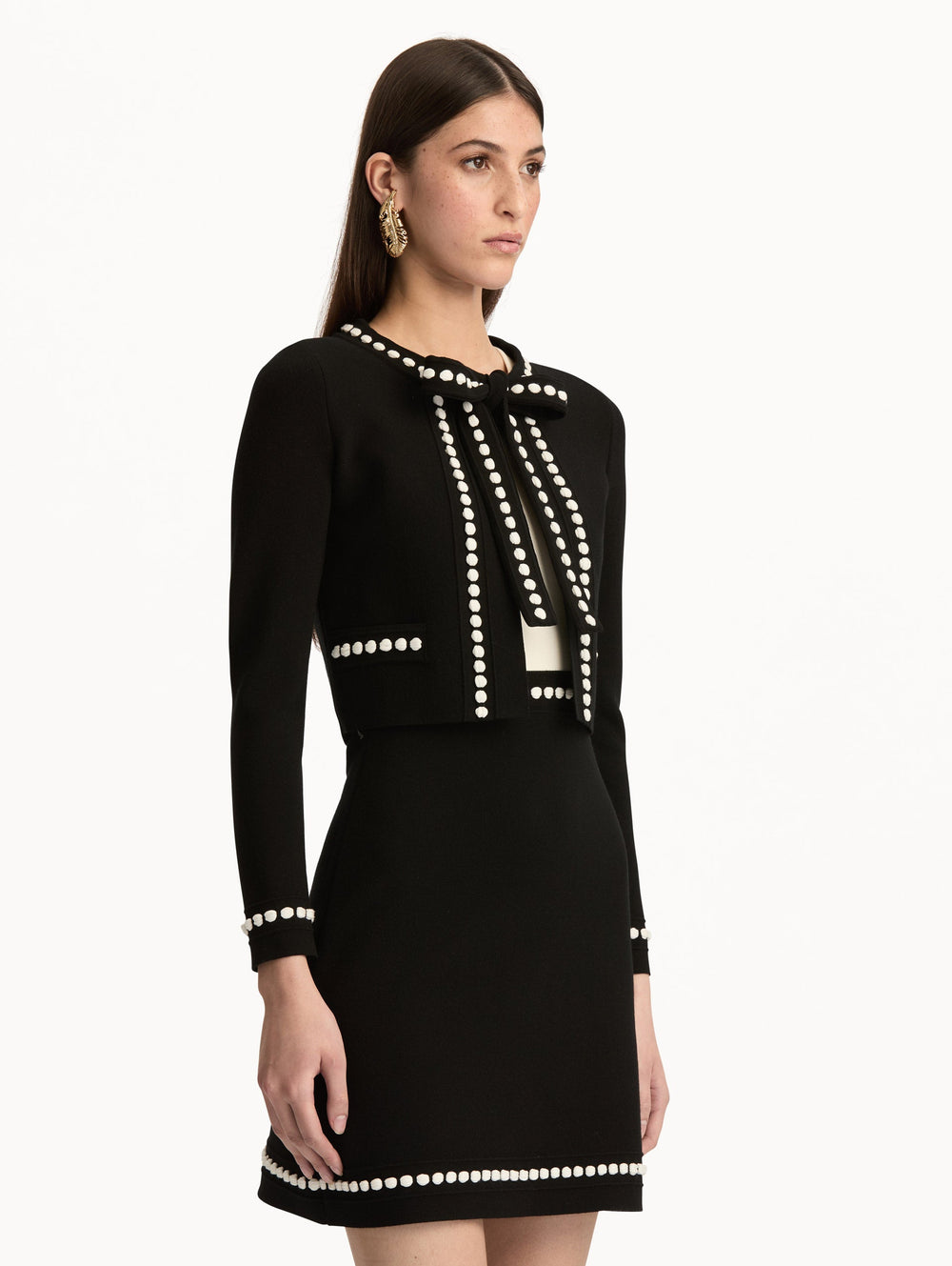Oscar de la Renta Bubble Trim Cardigan