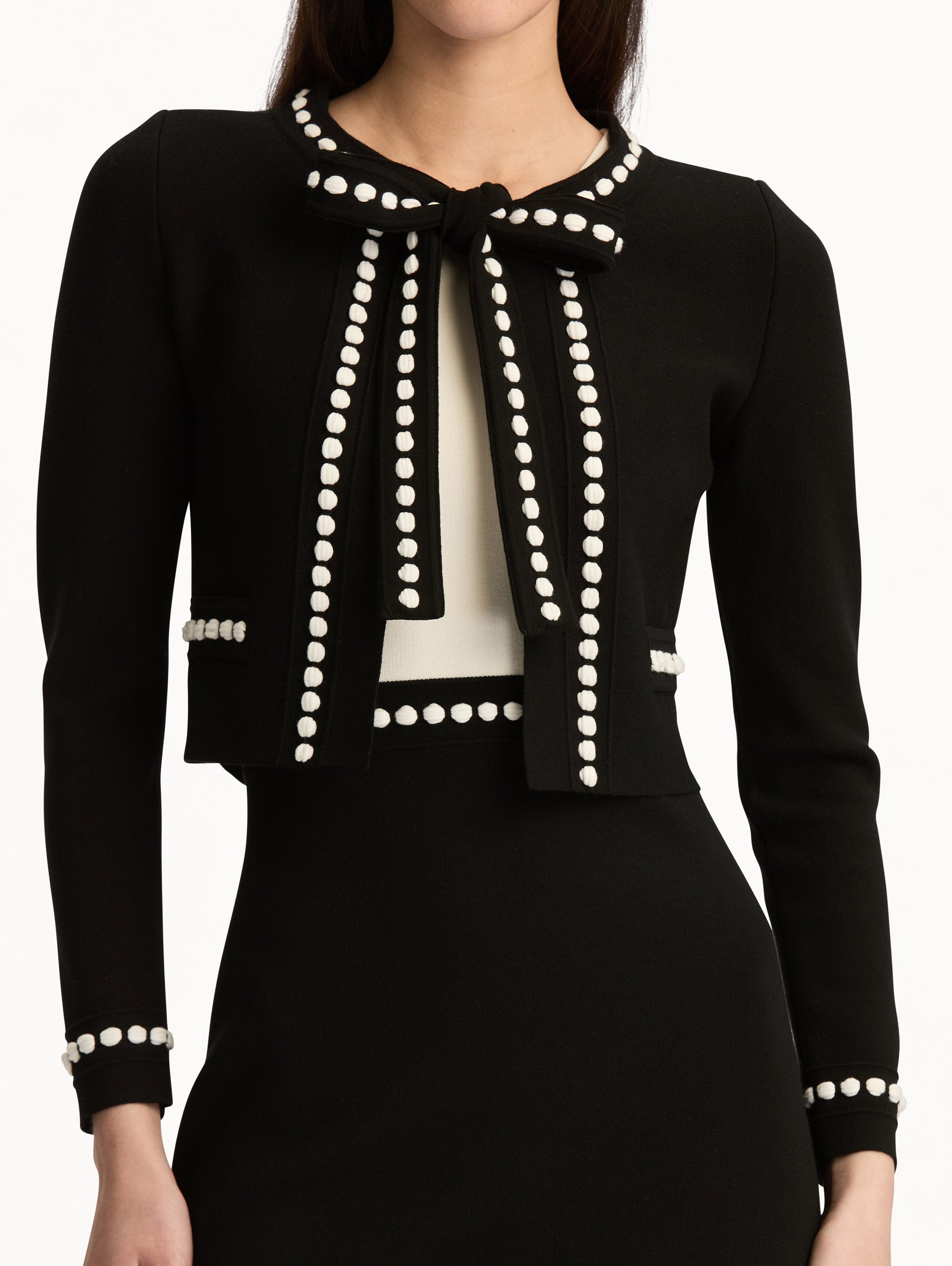 Oscar de la Renta Bubble Trim Cardigan