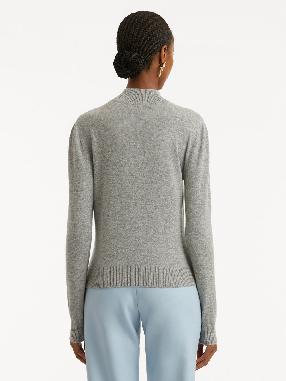 Oscar de la Renta O Flower Cashmere Pullover with Scarf