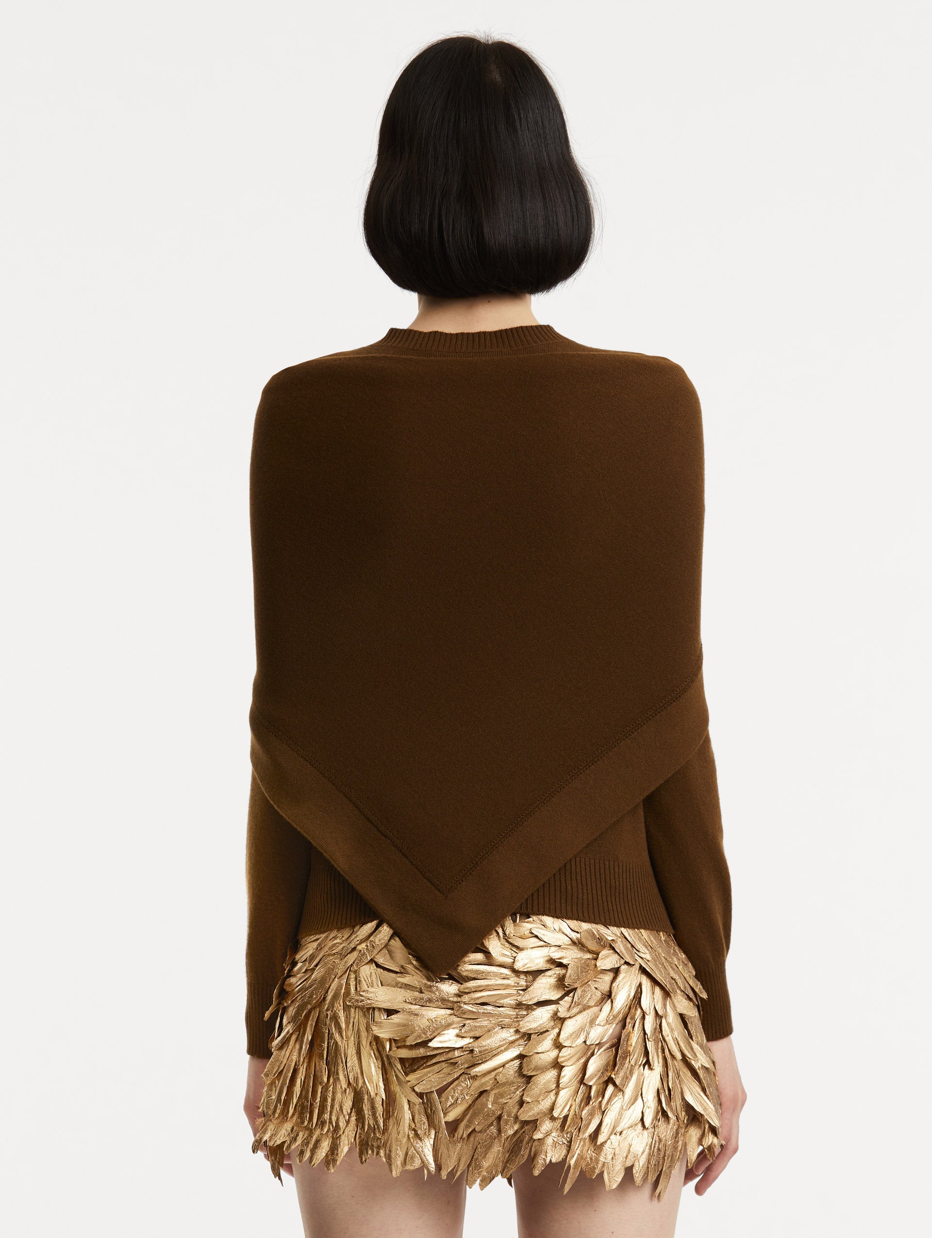 Oscar de la Renta O Flower Cashmere Pullover with Scarf