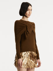 Oscar de la Renta O Flower Cashmere Pullover with Scarf