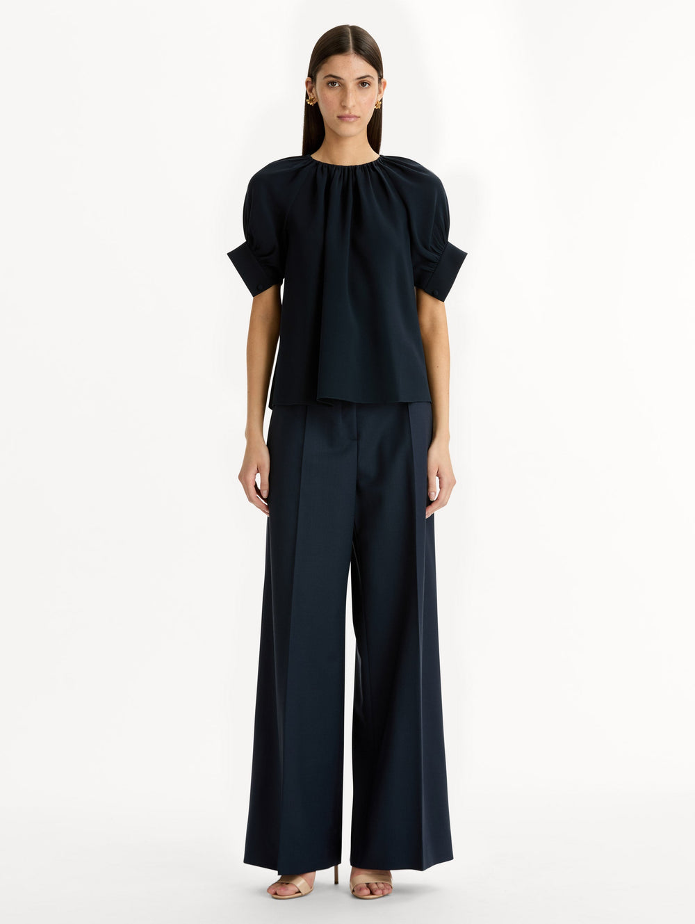 Oscar de la Renta Gathered Silk Georgette Blouse