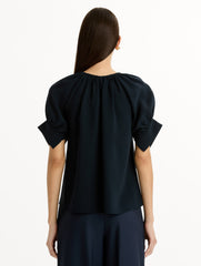 Oscar de la Renta Gathered Silk Georgette Blouse
