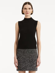 Oscar de la Renta Sleeveless Mock Neck Ribbed Pullover