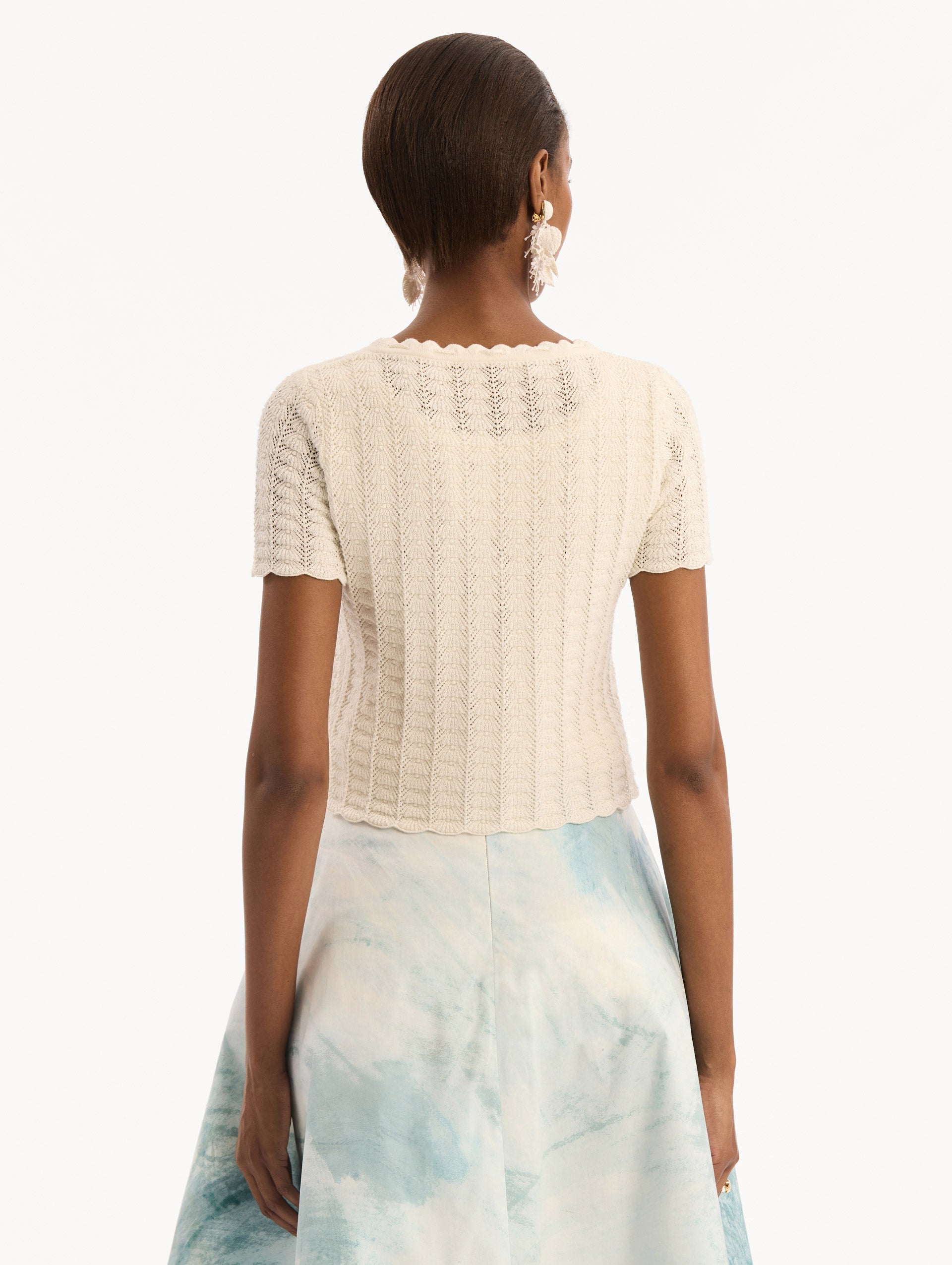 Oscar de la Renta Pointelle Weave Cardigan