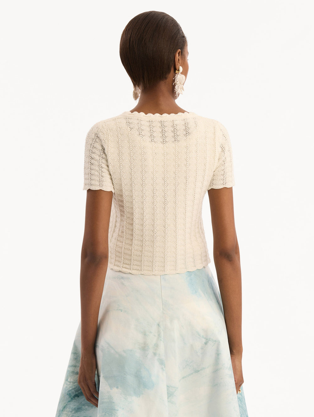 Oscar de la Renta Pointelle Weave Cardigan