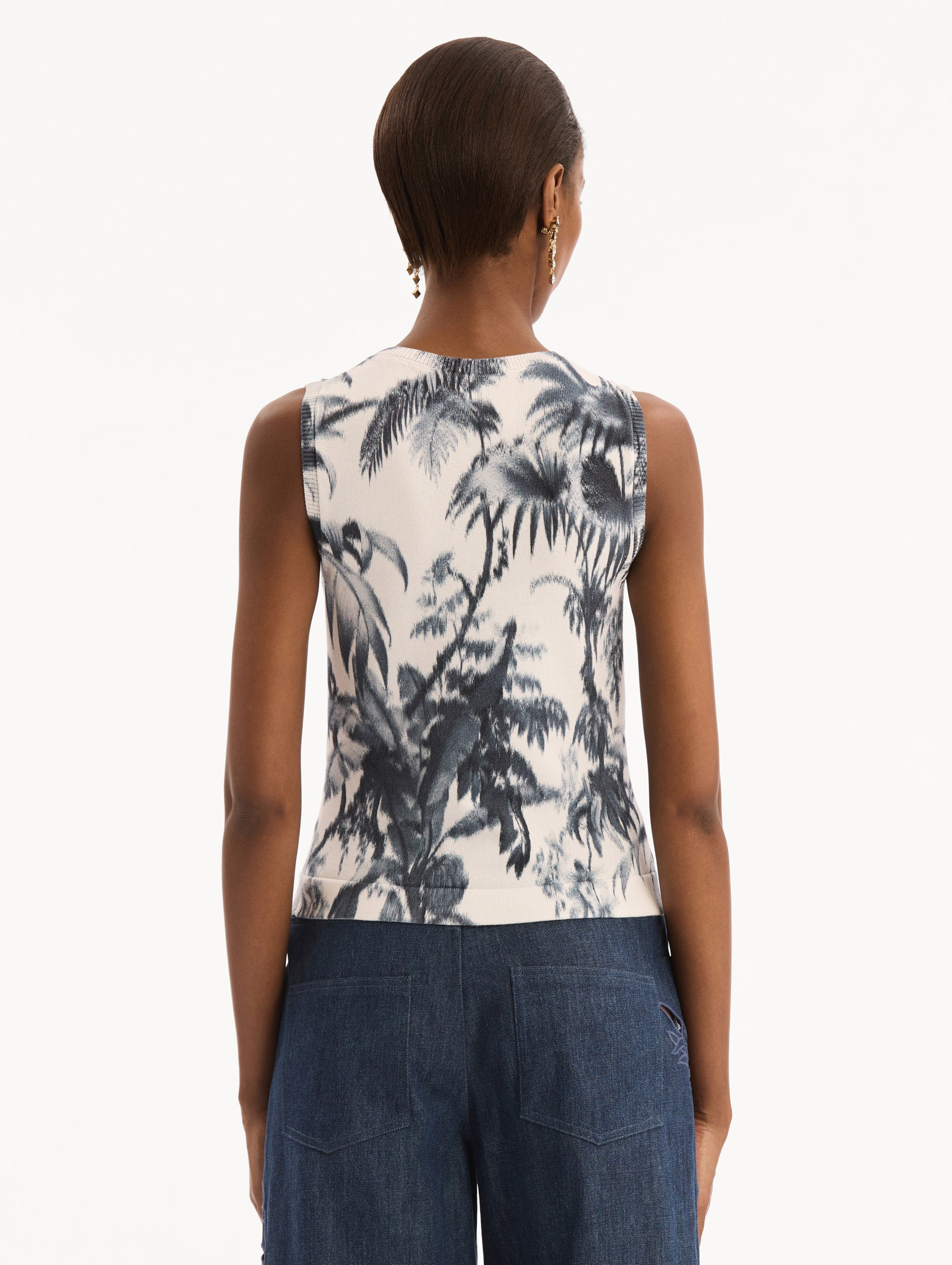 Oscar de la Renta Chiné Palm Leaves Tank