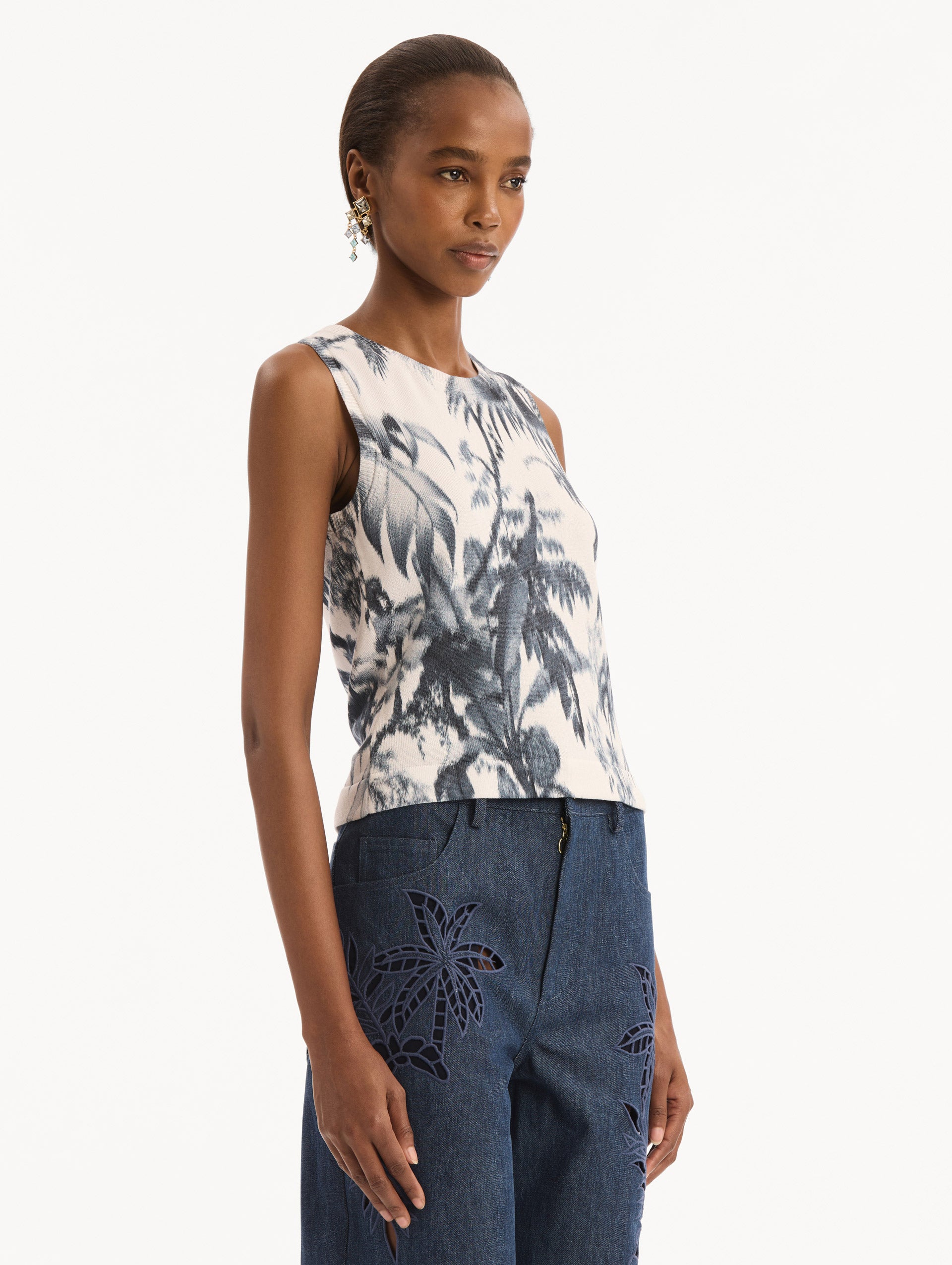 Oscar de la Renta Chiné Palm Leaves Tank