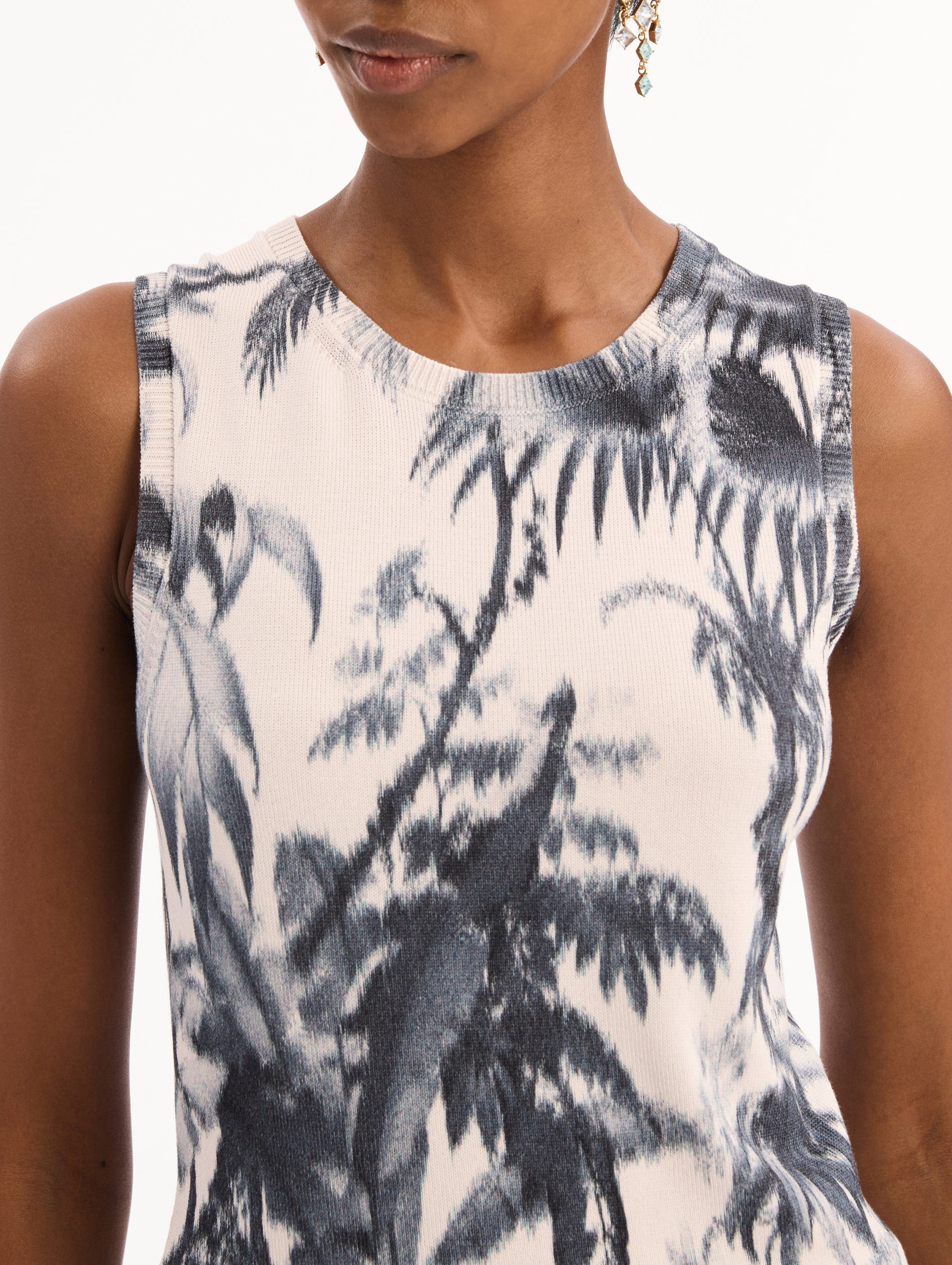 Oscar de la Renta Chiné Palm Leaves Tank