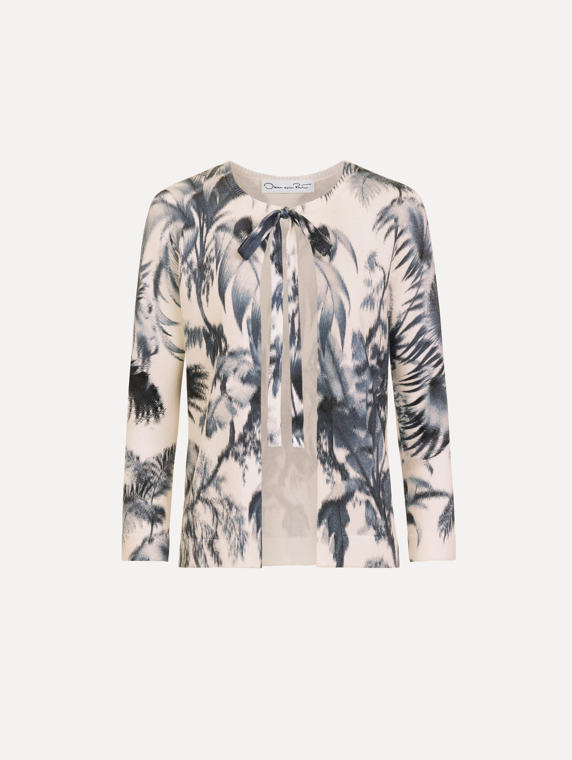 Oscar de la Renta Chiné Palm Leaves Cardigan