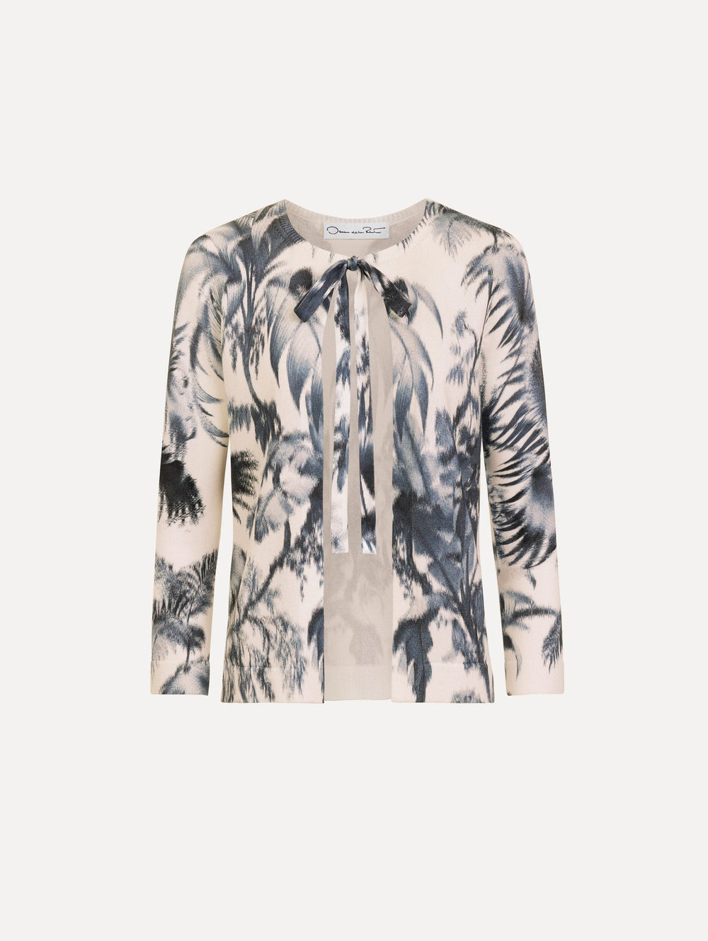 Oscar de la Renta Chiné Palm Leaves Cardigan