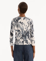 Oscar de la Renta Chiné Palm Leaves Cardigan