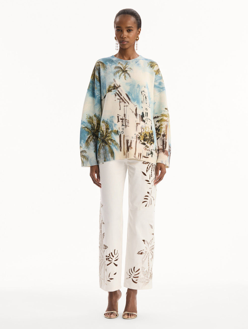 Oscar de la Renta Dominican Landscape Oversized Pullover
