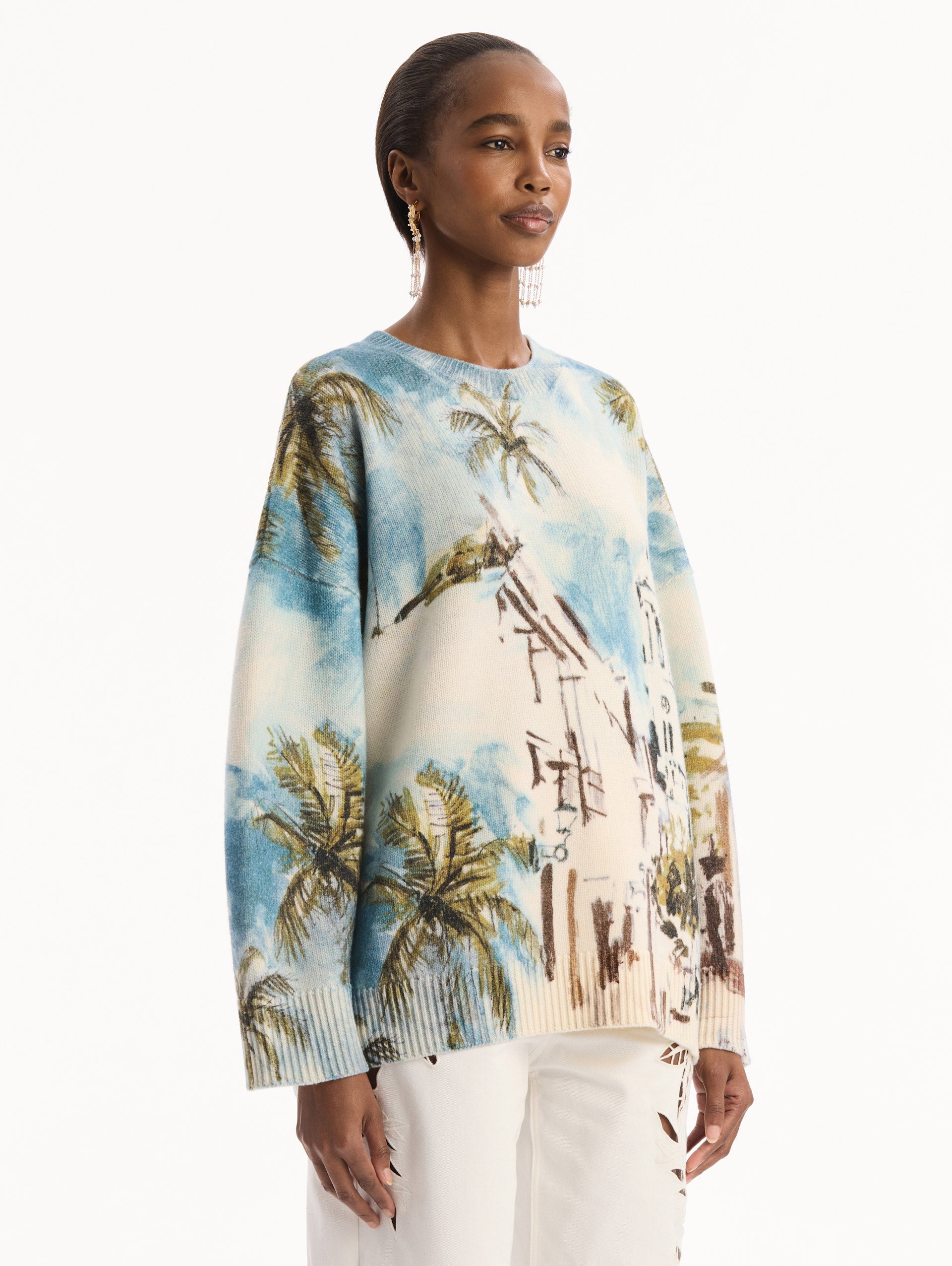 Oscar de la Renta Dominican Landscape Oversized Pullover