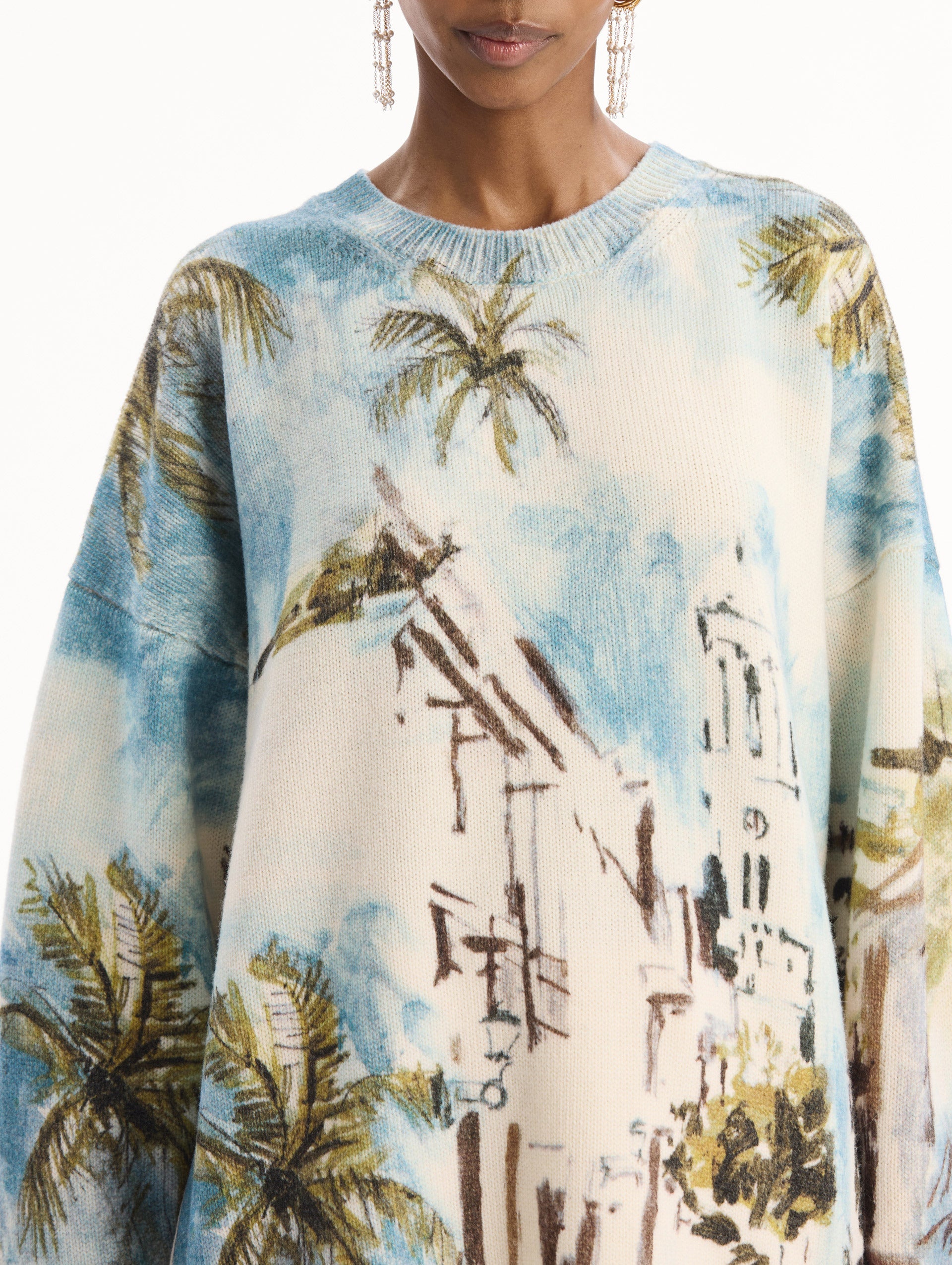 Oscar de la Renta Dominican Landscape Oversized Pullover