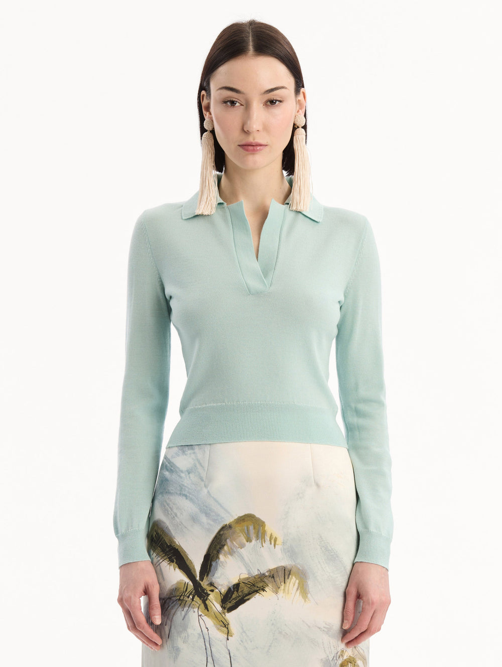 Oscar de la Renta Wool Polo Pullover
