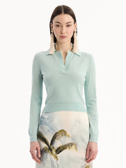 Oscar de la Renta Wool Polo Pullover
