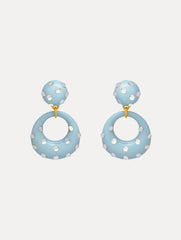 Oscar de la Renta Enamel Cabochon Hoop Clip-On Earrings