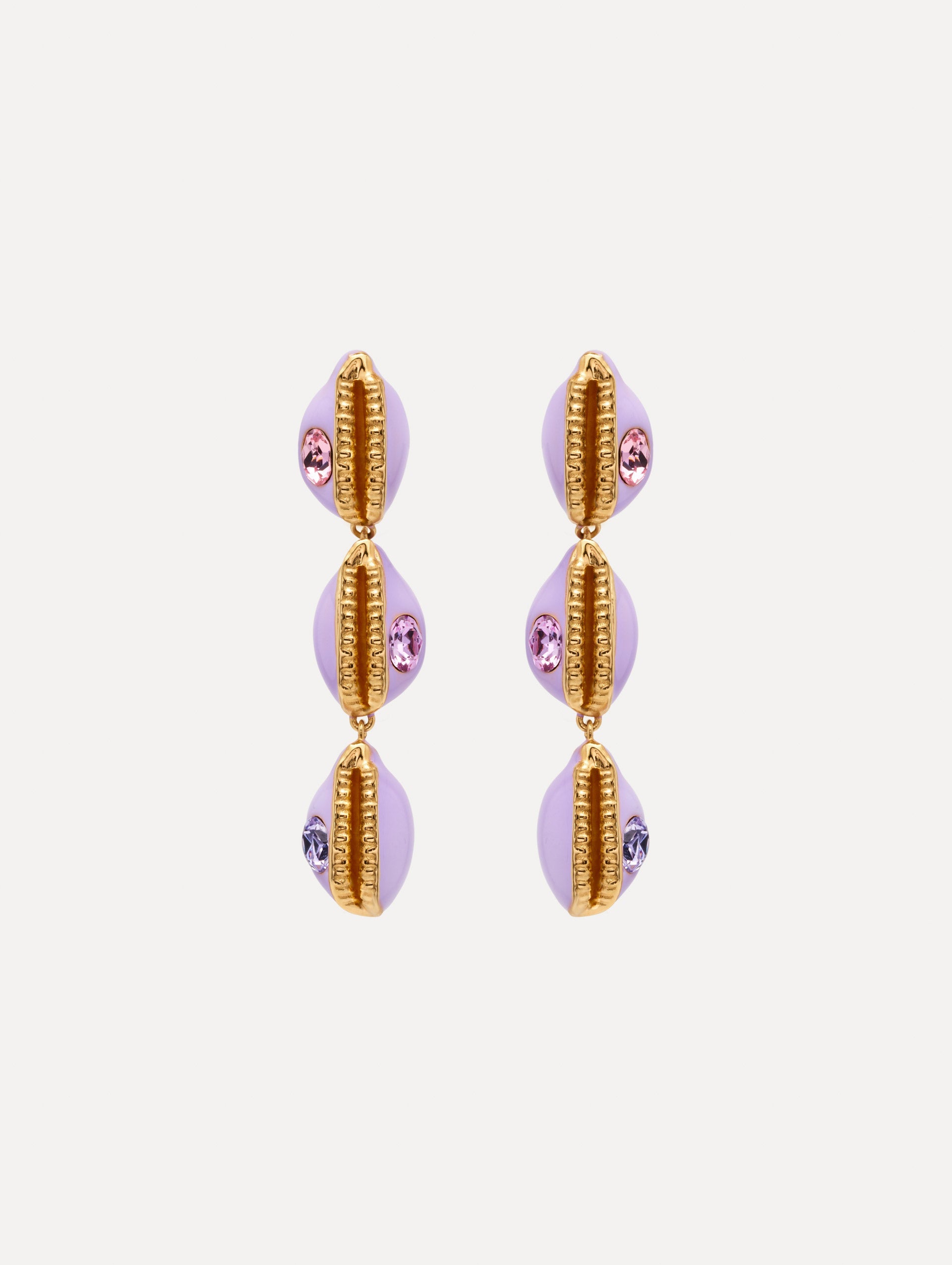 Oscar de la Renta Enamel Cowrie Shell Clip-On Earrings